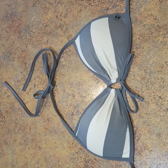 La Vie En Rose Other - La Vie En Rose women's dark grey and white stripey bathing suit bikini top, sz M